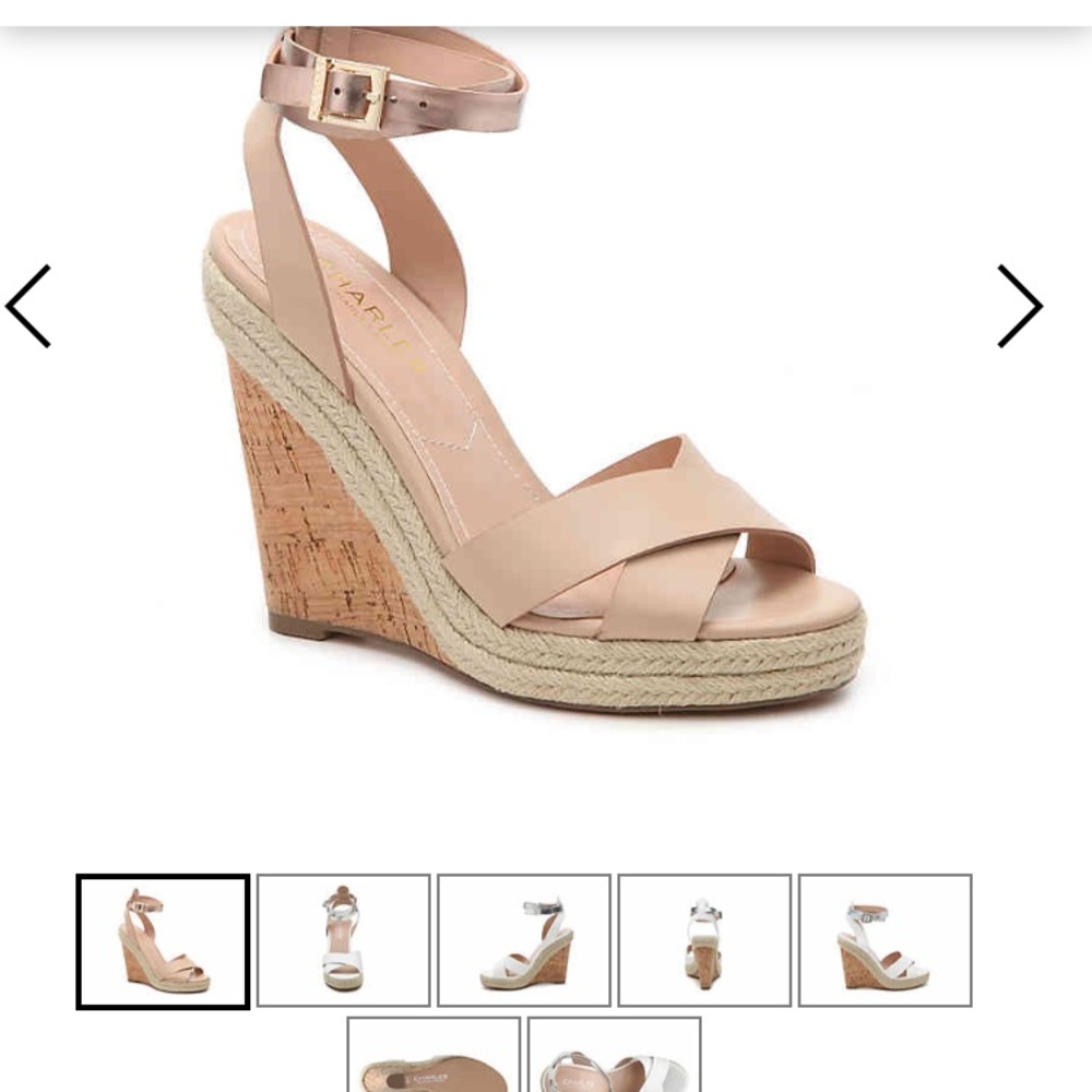 Charles David blush/rose gold wedge sandal